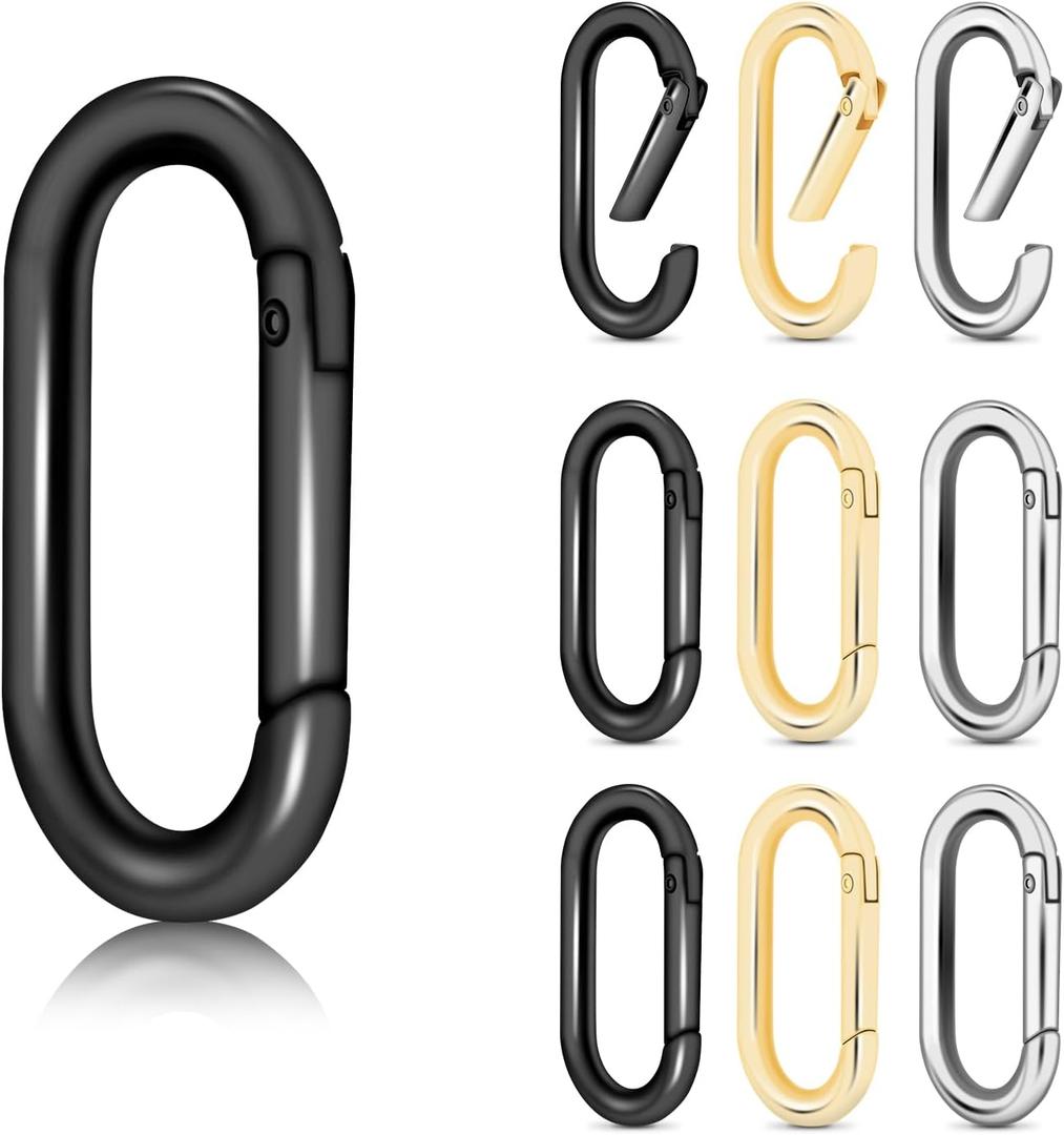 12Pack Large Oval Keyring, Metal Carabiner Spring Snap Hooks Clip for Paracord Keychain Lanyard, Car Key Rings, Pets Collar Buckles, Purse Keychain Replacement (Assorted) (1-3/8 Inch Inner Length, 1-3/8Inch Assorted 12pcs)