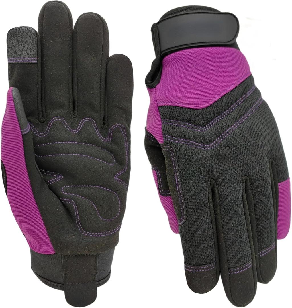 Thorn Proof&Puncture Resistant Gardening Gloves with Grip,Garden Glove for Women, Leather Yard Work Gifts (Large, 1 Pair Per Pack-purple Work Gloves)