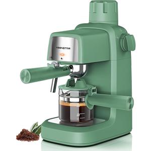 KEENSTAR 3.5Bar Espresso Machine with Milk Frother, 800W Compact Espresso and Cappuccino Machine with Preheating Function, 4 Cup Espresso Maker for Cappuccino or Latte, Gift for Coffee Lover, Green