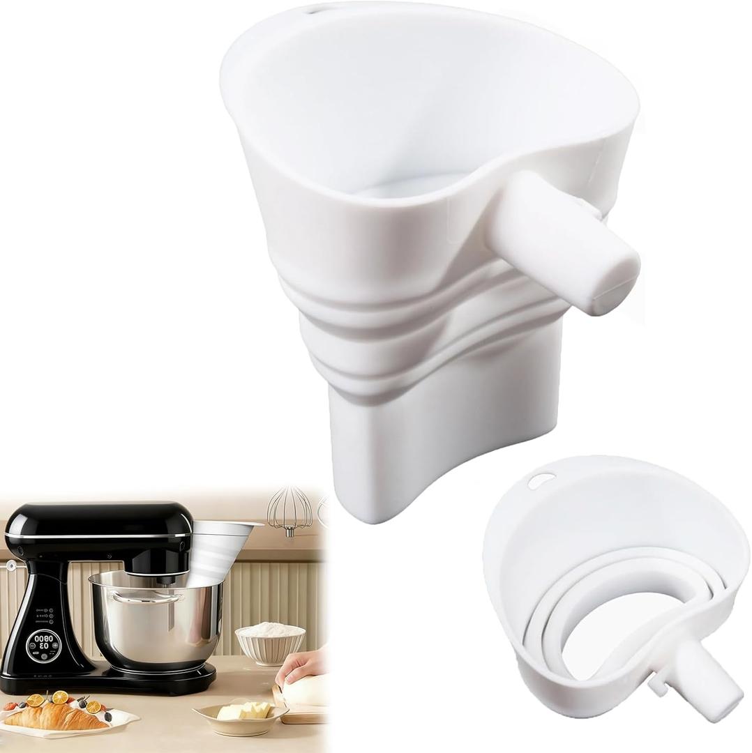 Flour Funnel for Kitchen Aid Mixer,Kitchenaid Attachments for Stand Mixer,Pour Spout for Kitchenaid Mixer,Cookie Countess Flour Funnel for Kitchen Aid,Perfect for Baking, Easy to Use, and Clean