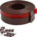 Garage Door Weather Stripping, 20FTBrown Garage Door Side and Top Seal Trim, Universal Adhesive Backed Garage Door Rubber Seal Strip Replacement with Nails