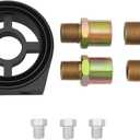 1Set Oil Filter Sandwich Adapter Plate Kit 1/8 NPT Oil Temperature Sensor Adapter Pressure Adapter Oil Filter M18 M20 M22 3/4-16 Thread Adapter Black