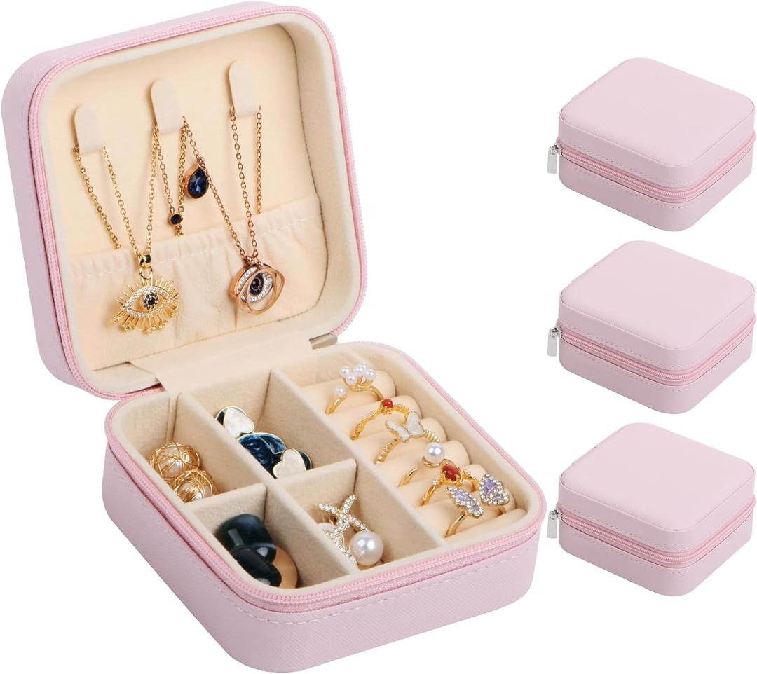 3-PackSmall Travel Jewelry Case Organizer,Mini Travel Essentials for Women,Bridesmaid Gifts Birthday Gifts for Women,Small Jewelry Box for Girls 8-12