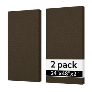 Olanglab Sound Acoustic Panels 2 Pack, 24''x48'' Fiberglass Acoustic Wall Panels 2'' Thick, Large Sound Proof Panels for Walls (Brown)