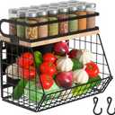 Uninol home Magnetic Shelf for Fridge with Wood Lid, Large Container Magnetic Spice Rack for Refrigerator,Fruit Potato and Onion Storage Bins, Pantry Organizers & Storage, Kitchen Counter, Cabinet