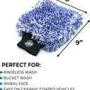 The Rag Company - The Cyclone Ultra Wash Mitts - 70/30 'Gauntlet' Blend Korean Microfiber, Foam Padding, Scratch-Free, Lint-Free, Great for Rinseless Washing, 8in x 9in, Blue + Black (2-Pack)
