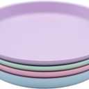 WeeSprout Bamboo Plates, Set of 4, Kid-Sized Dinnerware, Dishwasher Safe Melamine Dishware (Pastel Blue, Mint, Purple & Pink, Without Lids)