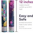 No Mess Streamer Confetti Cannon Party Poppers | 6 Pack | Multicolor Streamers | Glitter Bomb Confetti Shooters | Decoration for Birthday, Wedding | Launches 25 ft | 12 inch | TUR Party Supplies