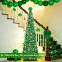 Timer & Shamrock - St Patricks Day Decorations, 5Ft Lighted St Patricks Day Tree with 50 LED Warm Lights 12 Balls Ornaments Battery Operated Pop Up Tinsel Collapsible Tree for Home Porch Office Party