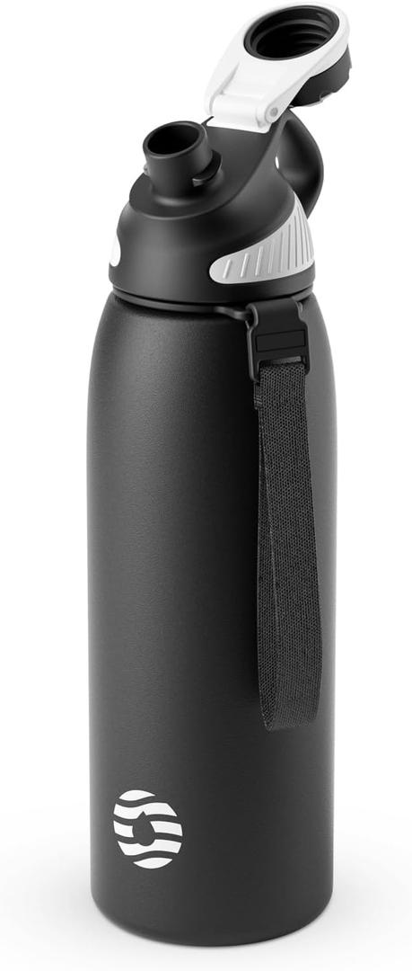 Fjbottle Insulated Stainless Steel Water Bottle, 20 Oz Leakproof Water Bottles, Ice Reusable Tumbler, Double Wall Vacuum Jug, Lightweight Durable for Traveling & Sports, Workout, 20oz (32 Ounces, Black-White)