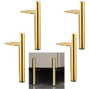 10 Inch Furniture Legs Gold Coffee Table Feet, Mid-Century Metal Furniture Leg for Sofa Cabinet Ottoman, Set of 4 Side Mounted Style Home DIY Replacement Feet