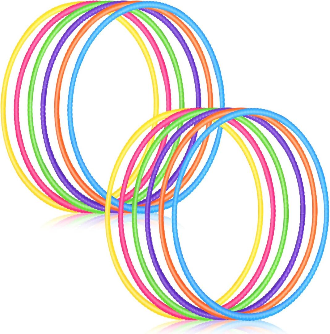 Sratte 12 Pcs Toy Hoop for Kid Detachable Adjustable Toy Hoop Colored Hoop Exercise Ring Plastic Circle for Kid Teen Gymnastics Dog Agility Equipment, Require Self Assembly (Stylish Colors, 24 Inch)