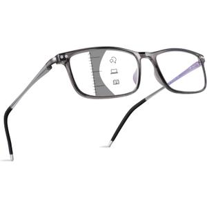 Superior Extremely Light Progressive Multifocus Reading Glasses Men,Aluminum Arm TR90 Frame Blue Light Blocking Multifocal Computer Readers Spring Hinge No Line (for Mid-Near Range Superior 3ft) +1.25