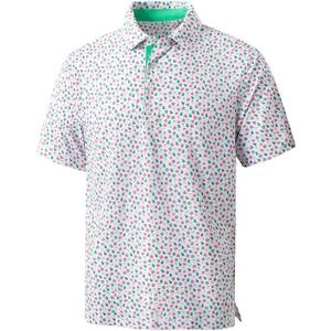 Mens Golf Shirts Quick Dry Moisture Wicking Mesh Print Casual Short Sleeve Performance Athletic Stylish Men Polo Shirt (XL)