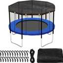 Trampoline Cover Black Round 90% Sunblock Shade Cloth 12FT Trampoline Top Shade Cover Sun Shade Mesh Tarp with Elastic Cord Plastic Hooks for Outdoor Backyard Playground Accessories, Tent Only