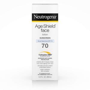 Neutrogena Age Shield Anti-Oxidant Face Lotion Sunscreen with Broad Spectrum SPF 70, Oil-Free & Non-Comedogenic Moisturizing Sunscreen to Prevent Signs of Aging, 3 fl. oz