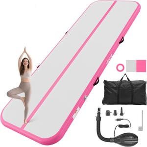 VEVOR Inflatable Gymnastics Air Mat Tumble Track with Pump for Training|10ft/13ft/16.4ft/20ft Air Tumbling Mat 4/8 In Thick,PVC Inflatable Gym Track with Carry Bag for Home Use/Cheerleading/Gym/Yoga