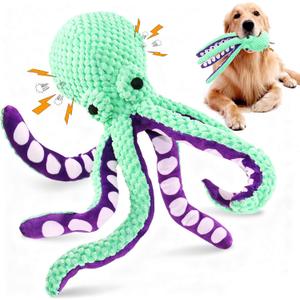 Large Squeaky Dog Toys- Plush Dog Toys with Soft Fabric for Small, Medium, and Large Dogs Daily Companionship, Training Reward Gift (Green)