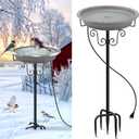 Lovppy Heated Bird Bath, 100W Thermostatically Controlled Heated Bird Baths for Outdoors Bird Bath Heater with Metal Stake, Heated Bird Bath for Outside Winter Garden Patio Yard Lawn (Gray)