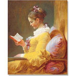 Jean Honore Fragonard Paintings - Young Girl Reading Print Poster, Classic Vintage Oil Painting, Canvas Print Painting Picture, Modern Home Girls Room Bedroom Decor Unframed (COLOR 9,12x15in/30x38cm) (15L" x 10W")