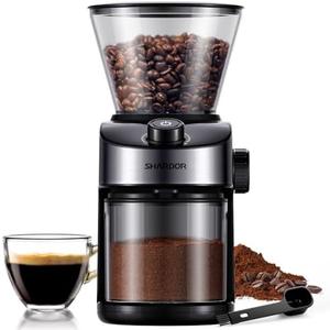 SHARDOR Electric Burr Coffee Grinder, 32 Precision Grind Settings, 40-Second Adjustable Timer, Chamber Cleaning Button, Designed for Coffee Enthusiasts