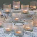 36 Pack Votive Candle Holders Bulk, Clear Tealight Candle Holder for Table Centerpiece, Ribbed Votive Holders for Wedding, Home Decor, Baby Shower Decor, Special Occasions(36)
