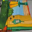 7x5ft Fabric Happy Birthday Backdrop for Photography Cartoon Street Theme Backdrop for Boys and Girls Photo Booth Shooting Props