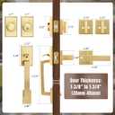 Brushed Gold Double Front Door Lock Set, Keyed Entry Front Door Handleset with Dummy, Square Heavy Duty Door Lever and Single Cylinder Deadbolt Combo, Satin Brass