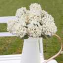 2 Pcs Hydrangea Artificial Flowers White Faux Hydrangeas Flower Outdoor Artificial Flowers Bouquets Silk Hydrangea Flowers Stems for Home Decor Party Floral Arrangements Wedding Centerpieces