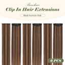 Benehair 6PCS 6 Clips In Human Hair Extensions Dark Brown Mix Light Brown Short Straight Mini Clip Ins Balayage Highlights Natural Clip On Hairpin Hairpiece For Women 10inch 30g #2RP6