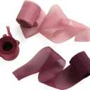 Ling's Moment Chiffon Silk Ribbon,6.7Yd Navy Blue Craft Fabric Ribbon Colors Rolls for Gift Wrapping Wedding Floral Bouquets Party Decoration,Handmade Frayed Ribbons for Baby Shower Holiday Decor (Red- Burgundy)