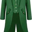 BITSEACOCO Mens Gothic Medieval Tailcoat Jacket, Steampunk Vintage Victorian Frock High Collar Coat (Medium, Green)