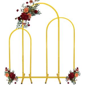 Set of 3 Wedding Arch Stand Gold Metal Arch Frame for Baptism Wedding Ceremony Birthday Party Bridal Baby Shower Event Celebration Decor (6FT, 5FT, 4FT)