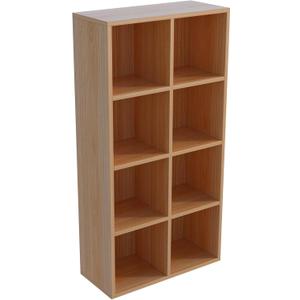 OSCHF 8-Cube Storage Shelf Bookcase - Wooden 4-Tier Floor Standing Open Bookshelf for Home and Office, Display Cabinet, Oak