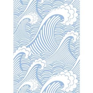 Blooming Wall PS030 Peel&Stick Removable Handpainting Seamless Sky Blue White Waves Spray Self-Adhesive Prepasted Wallpaper Wall Mural