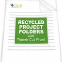 C-Line Recycled Project Folders with Thumb Cut Fronts, Reduced Glare, Letter Size, Clear, 25 per Box (62127)