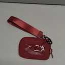 Keychain Wallet for Women Mini Zip Card Holder with ID Window Coin Purse Detachable Wristlet Small Wallets Burgundy