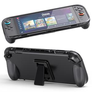 TCMOT Protective Case with Stand for 2025 Nintendo Switch 2, TPU Grip Integrated Cover Accessories, Compatible with Joy-Con Grip Design