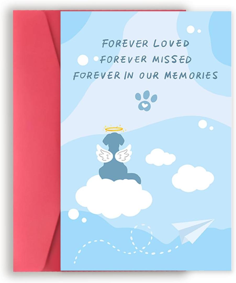 5 x Sympathy Card for Loss of Pet Dog, Dog Memorial Sympathy Gifts for Loss of Pet, Condolence Card for Doggy Lover, Bereavement Gifts Remembrance Dogs (Blue)
