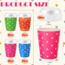 Mimorou 100 Set Polka Dot Disposable Coffee Cups with Lids and Sleeves 8 oz Colorful Paper Cup Drinkware for Spring Easter Party Baby Shower Supplies Hot Beverage Bar Decoration