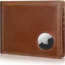 Mens Wallet with AirTag holder,Genuine Leather Bifold Wallets for Men RFID Blocking With 2 ID Window and 12 Cards Holders Gift Box (Coffee Brown)