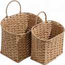 Coeusy Set of 2 Wicker Wall Basket, Paper Roper Hanging Basket Natural