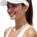 American Trends Sun Visor Hat for Women, Lightweight Quick-Dry Golf Visor Adjustable fit, Ideal for Golf Tennis & Outdoor Sports, Sweat-Wicking Fabric, Ponytail-Friendly, Wide Brim for Sun Protectio, White