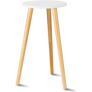Uneedem Indoor Plant Stand - Mid Century Wooden Plant Table, Tall Holder for Flower Pots, Small Round End Table (A3-White, High: 20.5")