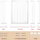Fldofaves 42" Extra Tall Pet Gate for Cats and Dogs, Fits 29.5"-46" Wide Openings, Pressure Mounted Auto Close Cat Gate with Ultra Narrow Bar Spacing for Doorways, Stairs, Hallways(White)