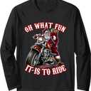 Funny Motorcycle Biker Grandpa Santa Rider Christmas Long Sleeve T-Shirt