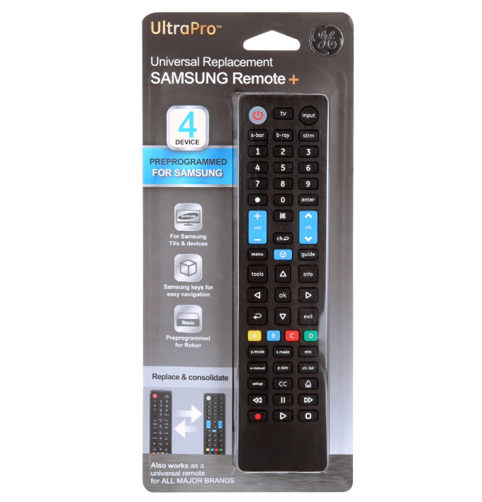 GE 4-Device Universal Samsung Replacement Remote, 2 Pack