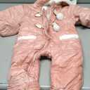 Simplee kids Baby Infant Boys Girls Snowsuit Winter Hooded Footed Warm Jumpsuit Outerwear with Gloves for 3-24 Months (12-18 Months, Light Pink-a)