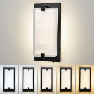 zeyu LED Indoor Wall Sconce, 20W Modern Dimmable Wall Mount Light for Hallway, 5CCT Adjustable 3000K/3500K/4000K/5000K/6500K, Black Finish with Clear Glass Shade, ZTH100B-LED BK (Medium)