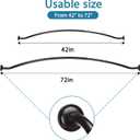 Adjustable Black Curved Shower Curtain Rod, 42-72 Inches Shower Curtain Rod for Bathroom and Bathtub, Extra Space Rustproof Expandable Stainless Steel Shower Rod Wall Mounted, Need to Drill